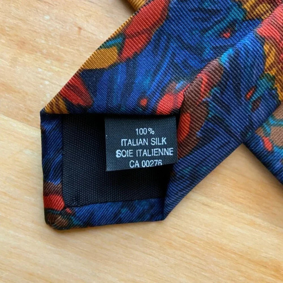 2/$30 YVES SAINT LAURENT Blue Abstract Italian Silk Tie - Picture 4 of 10